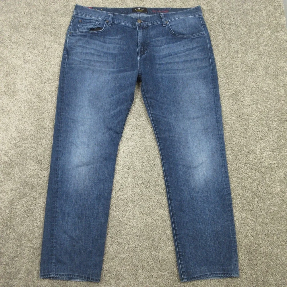 7 For All Mankind Jeans Mens 40x30 Blue The Straight Foolproof Denim Pants Faded
